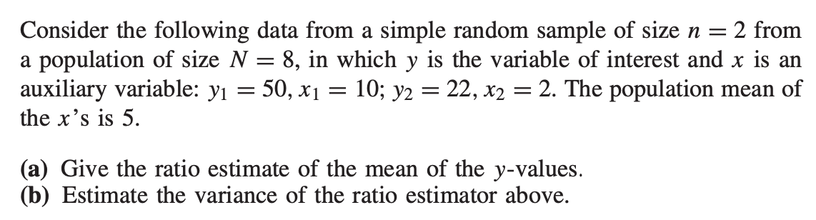 Solved Consider the following data from a simple random | Chegg.com