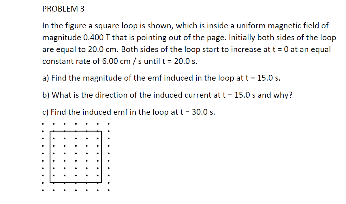 Solved PROBLEM 3 In the figure a square loop is shown, which | Chegg.com