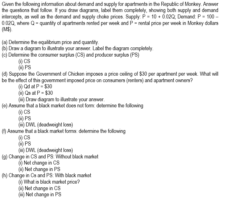 Solved Given the following information about demand and | Chegg.com