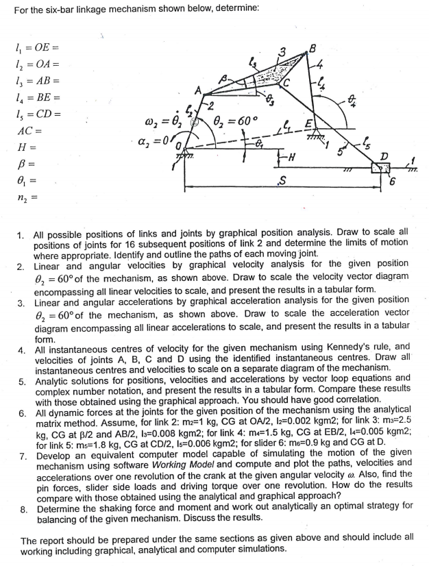 Solved For the six-bar linkage mechanism shown below, | Chegg.com