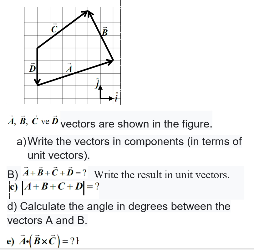 Solved С. B D A A, B, C Ve D Vectors Are Shown In The | Chegg.com