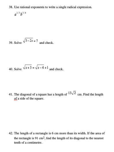 Solved 38 Use Rational Exponents To Write A Single Radical 0494