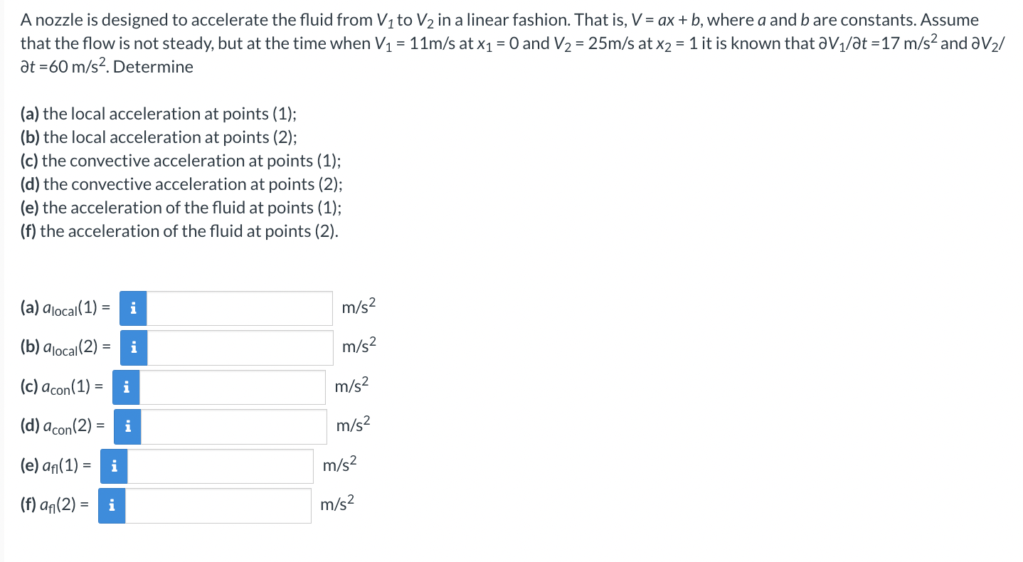 Solved A Nozzle Is Designed To Accelerate The Fluid From V1 | Chegg.com