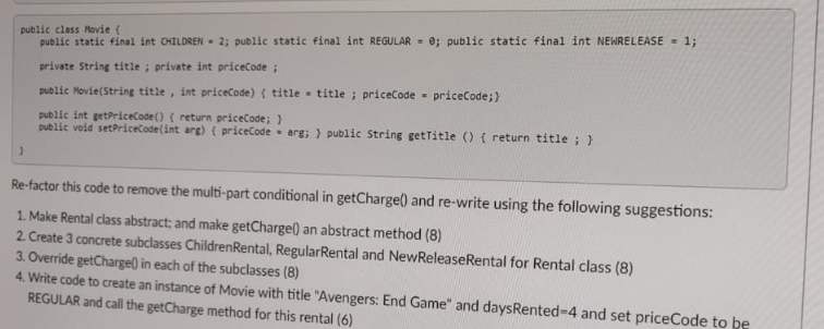 Solved Consider the following code for 2 classes: Rental and | Chegg.com