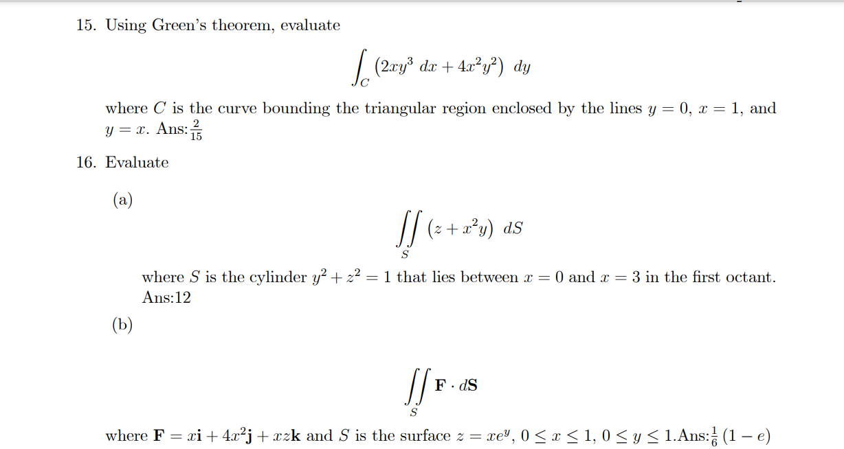 Solved 15. Using Green's theorem, evaluate | (271% dx + | Chegg.com