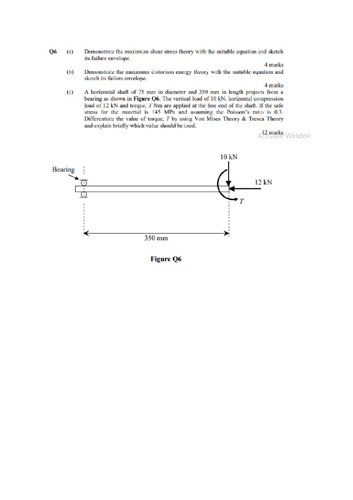 Solved 06 (a) (c) Demonstrate the maximum shear stress | Chegg.com