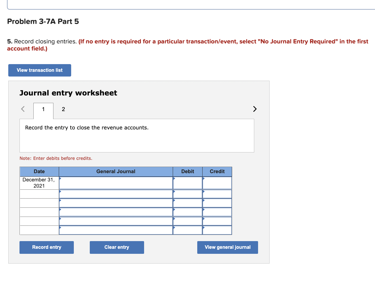 Solved ! Required information Problem 3-7A Complete the | Chegg.com