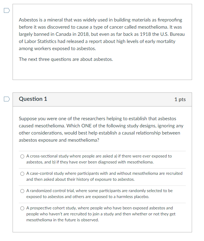Solved Asbestos is a mineral that was widely used in | Chegg.com