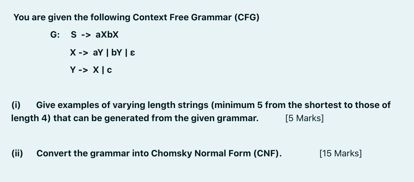Solved You are given the following Context Free Grammar | Chegg.com
