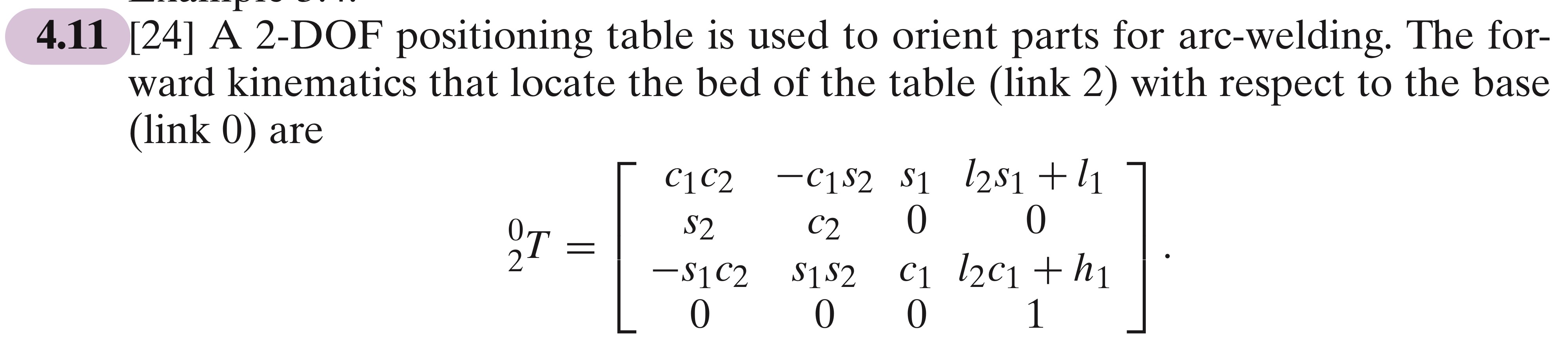 Solved 4.11 [24] ﻿A 2-DOF positioning table is used to | Chegg.com