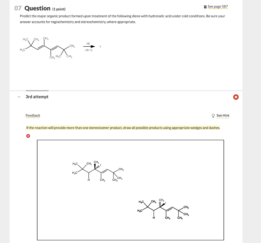 Solved 07 Question (1 point) @ See page 587 Predict the | Chegg.com