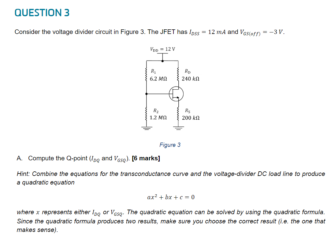 Solved QUESTION 3 Consider the voltage divider circuit in | Chegg.com