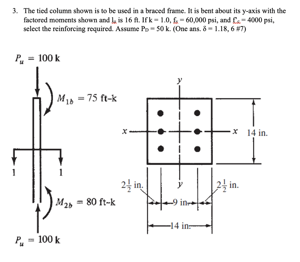 Solved 3. The tied column shown is to be used in a braced | Chegg.com