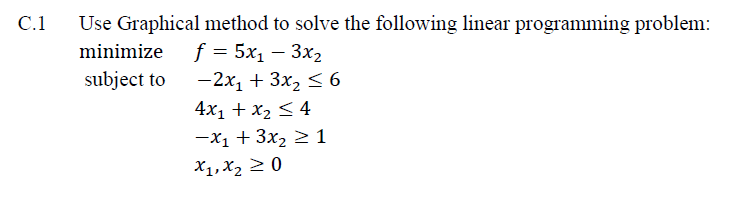 Solved .1 Use Graphical method to solve the following linear | Chegg.com