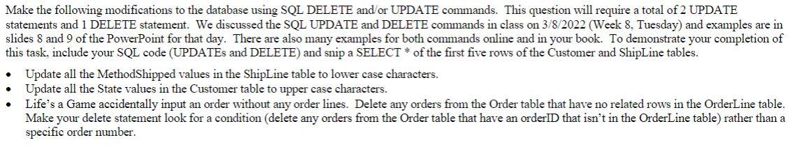 Solved Please write the SQL code to perform the | Chegg.com