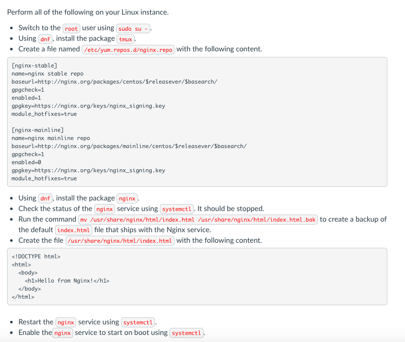 Solved Perform all of the following on your Linux instance. | Chegg.com