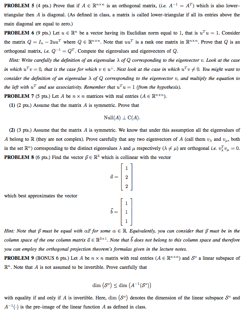 Solved PROBLEM 1 (6 pts. Consider the matrix 1 0 A= 0 + 1 | | Chegg.com