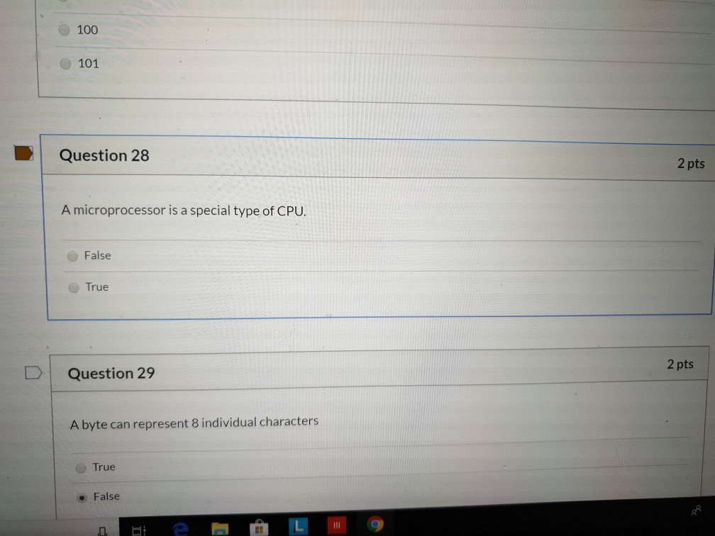 Solved 100 101 Question 28 2 pts A microprocessor is a | Chegg.com