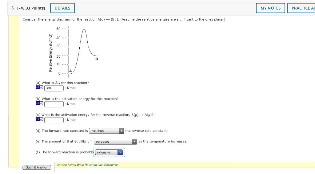 Solved Consider the energy diagram for the reaction A(g) → | Chegg.com