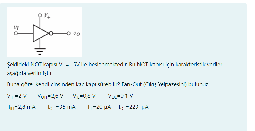 Solved The NOT gate in the figure is supplied with V*=+5V. | Chegg.com