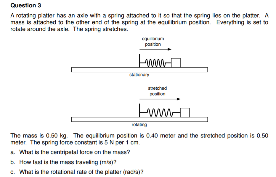 Solved Question 3 mass is attached to the other end of the | Chegg.com