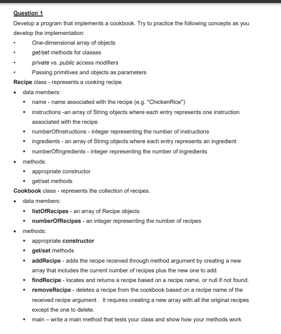 Question 1 Develop a program that implements a | Chegg.com
