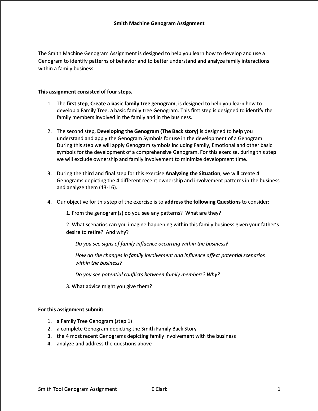 Smith Machine Genogram Assignment Step 1 Developing | Chegg.com