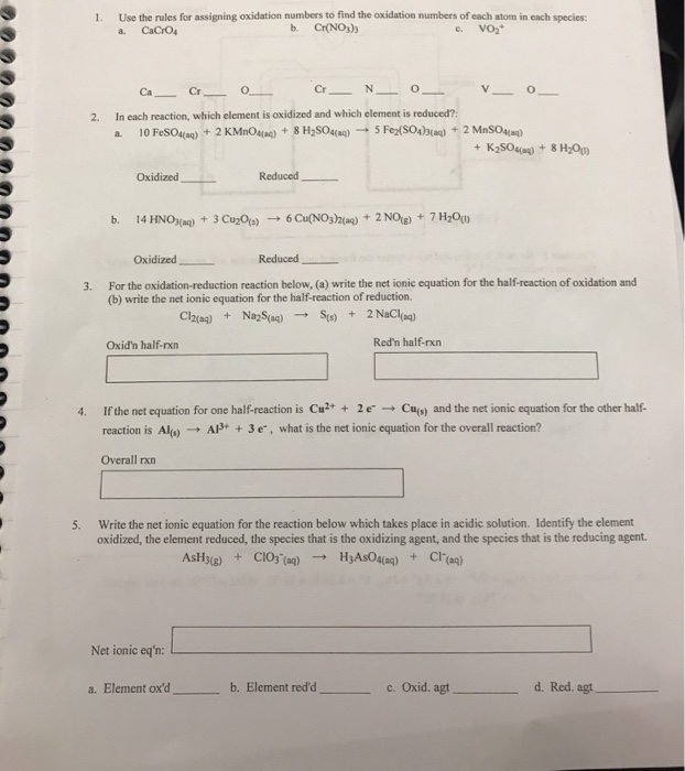 Solved Use the rules for assigning oxidation numbers to find | Chegg.com