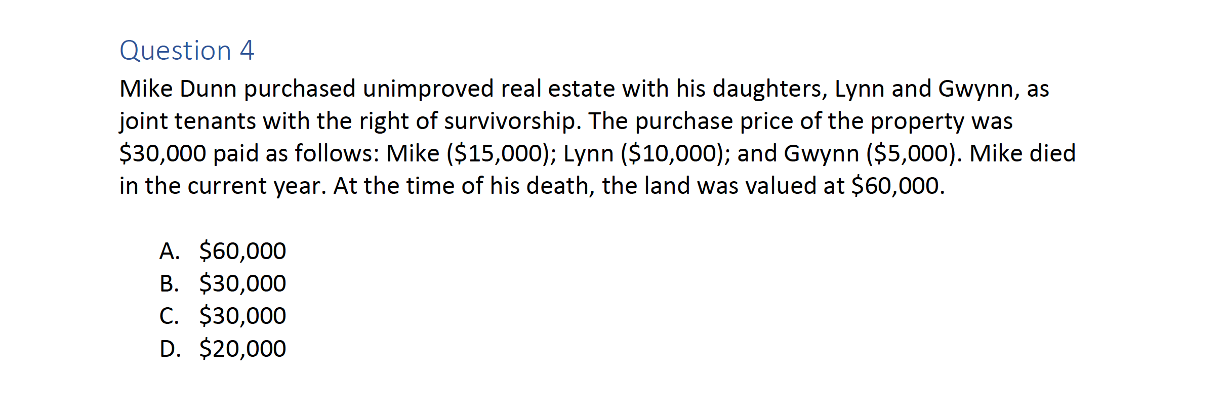 Solved Question 4 Mike Dunn purchased unimproved real estate