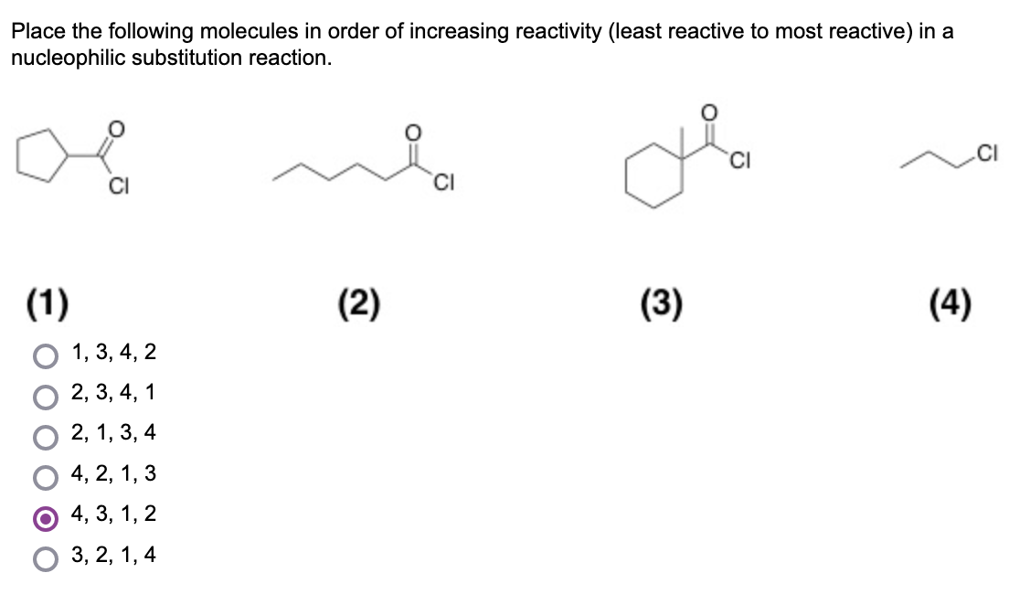 Solved Place the following molecules in order of increasing | Chegg.com