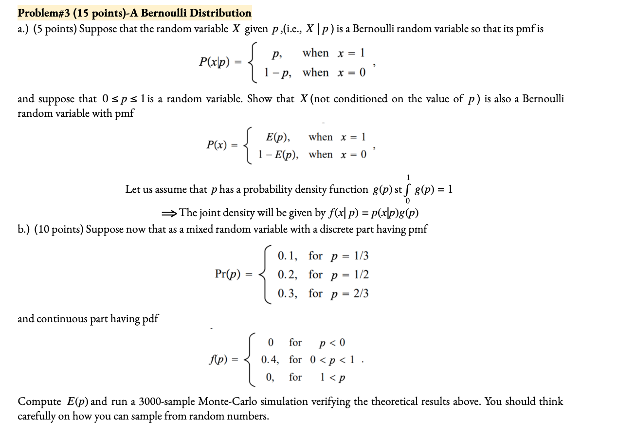 Solved Problem 3 15 Points A Bernoulli Distribution A 5