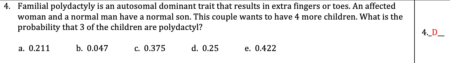 Solved: 4. Familial Polydactyly Is An Autosomal Dominant T ...