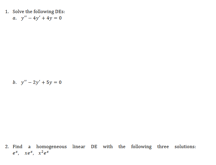 Solved 1. Solve the following DES: a. y