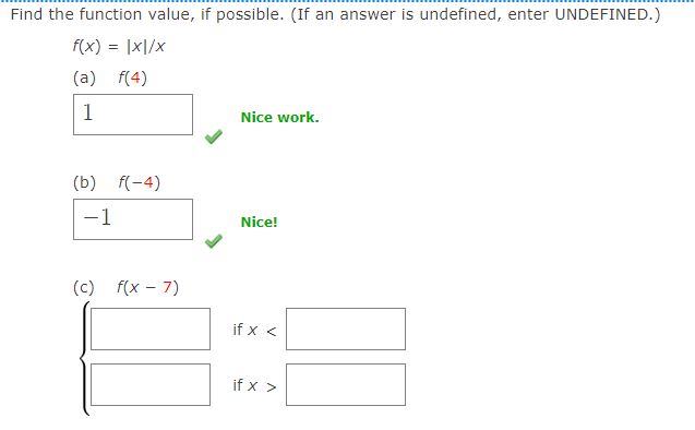 for what value of x is the function f above undefined