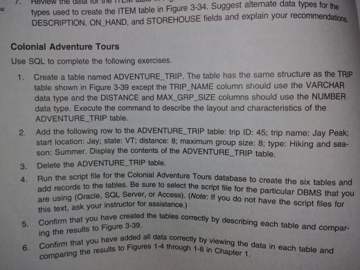 Solved A guide to SQL 9th edition Colonial Adventure Tours Chegg