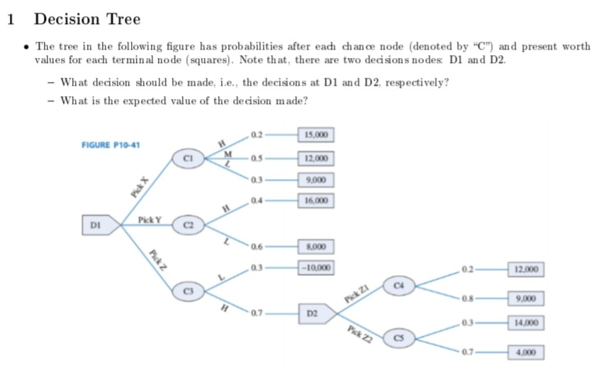Solved 1 Decision Tree The tree in the following figure has | Chegg.com