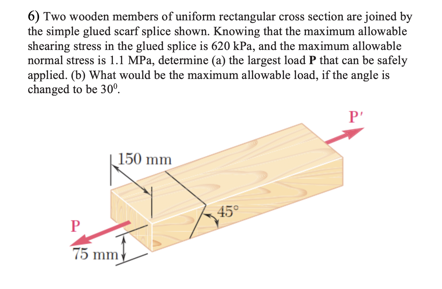 Solved 6) Two wooden members of uniform rectangular cross