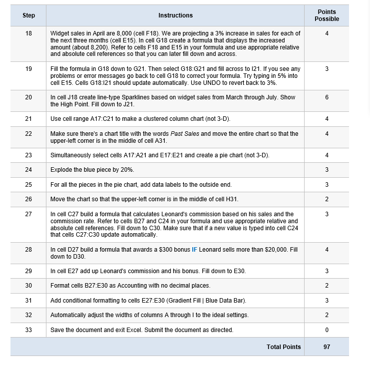 Step Instructions Points Possible 1 Start Excel and | Chegg.com
