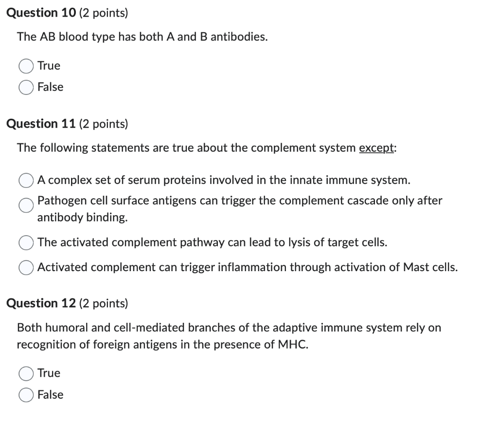 Solved The AB Blood Type Has Both A And B Antibodies. True | Chegg.com