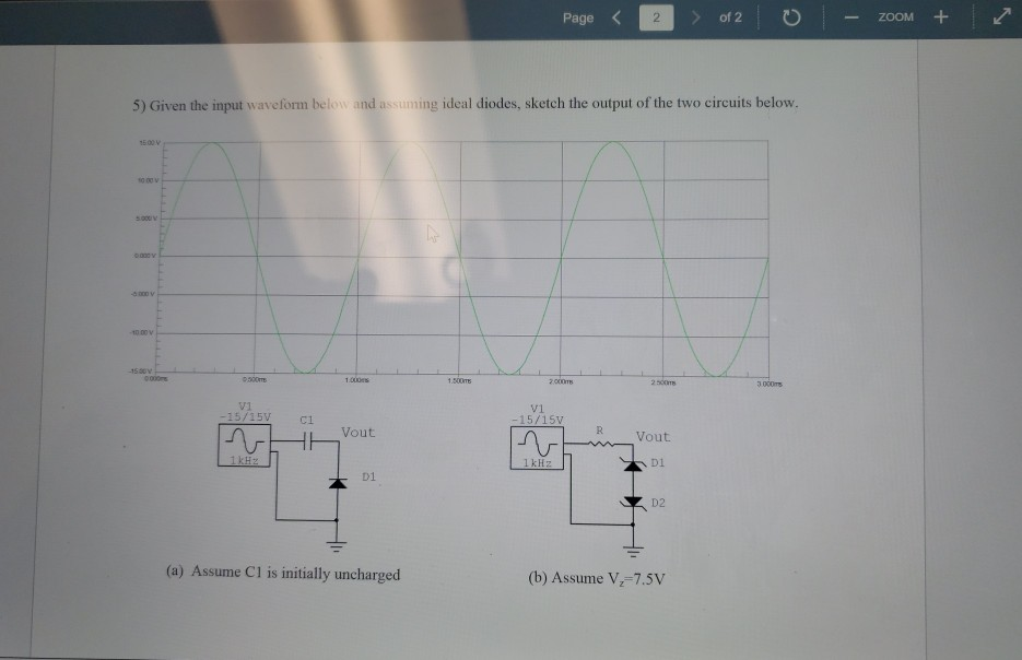 Solved + Page of 2 ZOOM 5) Given the input waveform below | Chegg.com