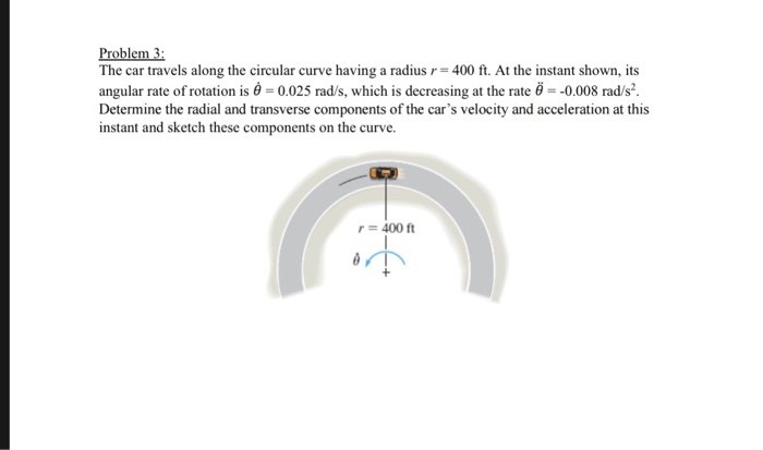 Solved Problem 3 The car travels along the circular curve | Chegg.com