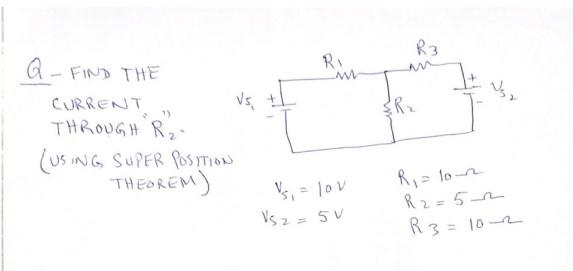 Solved R3 RA w M 3R2 A - FIND THE CURRENT THROUGH R2 (USING | Chegg.com