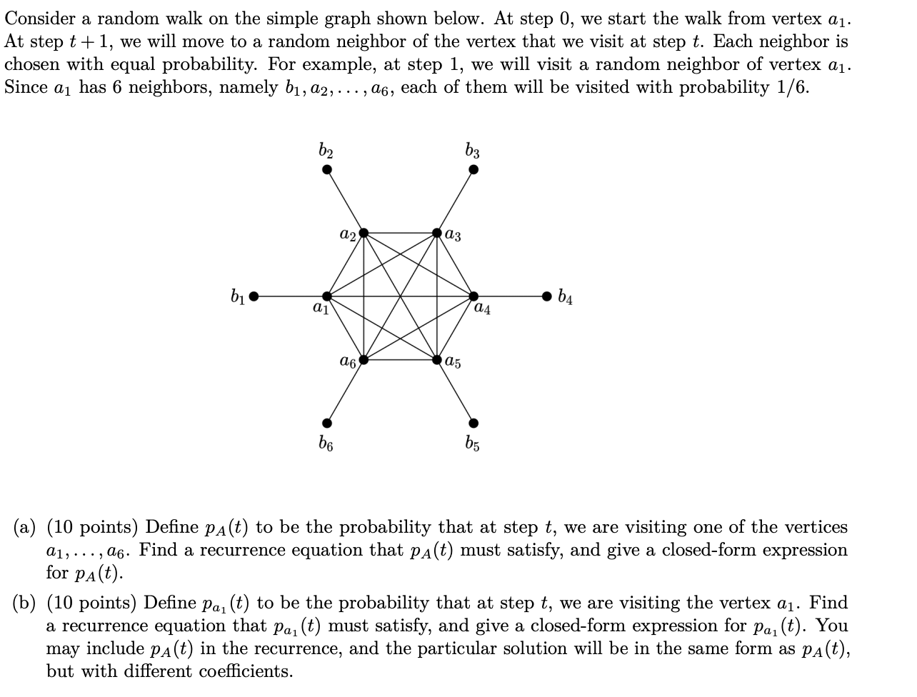 Consider a random walk on the simple graph shown | Chegg.com