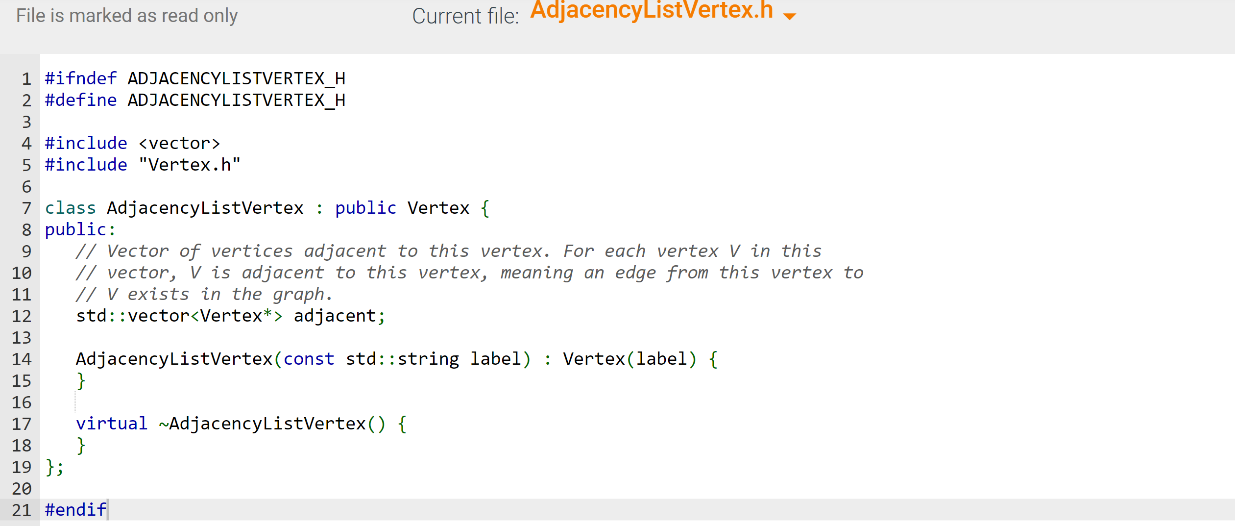 Solved Step 1: Inspect Vertex.h, Edge.h, and | Chegg.com