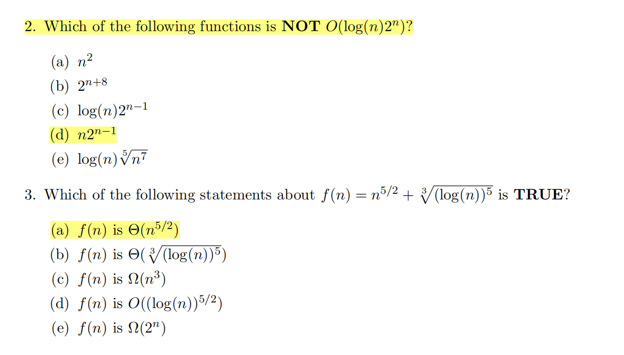 Solved 2. Which of the following functions is NOT | Chegg.com