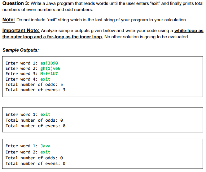 Solved Question 3: Write a Java program that reads words | Chegg.com