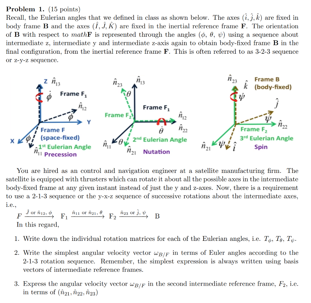Problem 1 15 Points Recall The Eulerian Angles Chegg Com