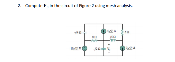 Solved 2. Compute V, in the circuit of Figure 2 using mesh | Chegg.com
