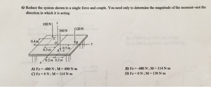 Solved 6) Reduce The System Shown To A Single Force And | Chegg.com