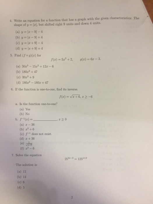 Solved Write an equation for a function that has a graph | Chegg.com